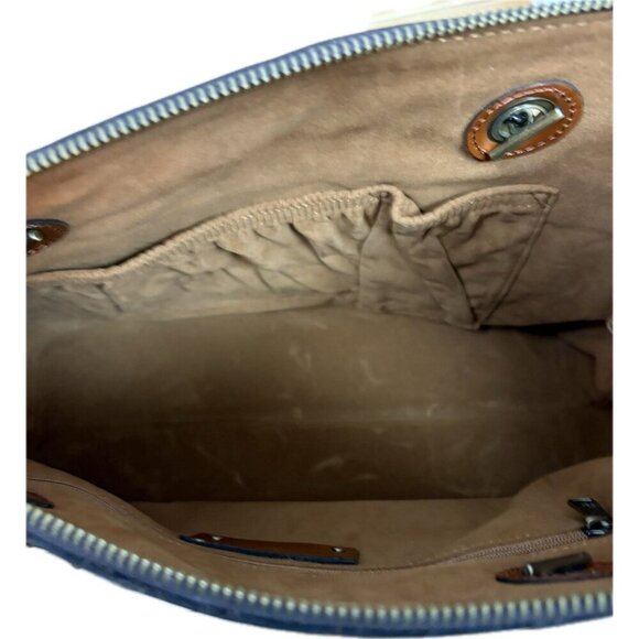 Patricia Nash Cognac Leather Zip Close Shoulder Strap Faux Suede Lining Tote Bag - Picture 4 of 8